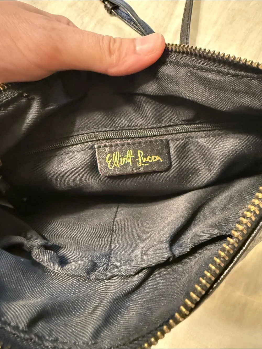 Elliott Lucca Black Woven Leather Crossbody Bag